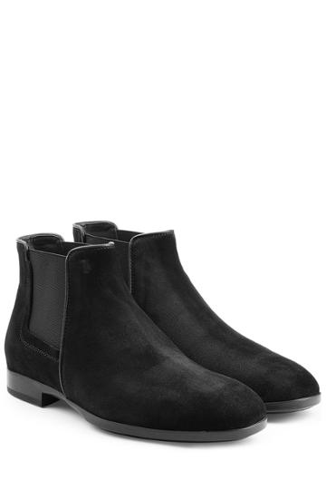 Tods Tods Suede Chelsea Boots With Leather Piping - Black