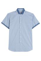Brioni Brioni Cotton Short Sleeve Plaid Shirt - Blue
