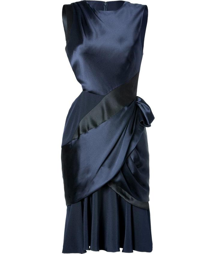 Prabal Gurung Silk Dress In Navy/black