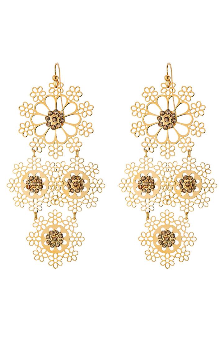 Gas Bijoux Gas Bijoux Neige Small Gold Plated Earrings With Swarovski Crystals
