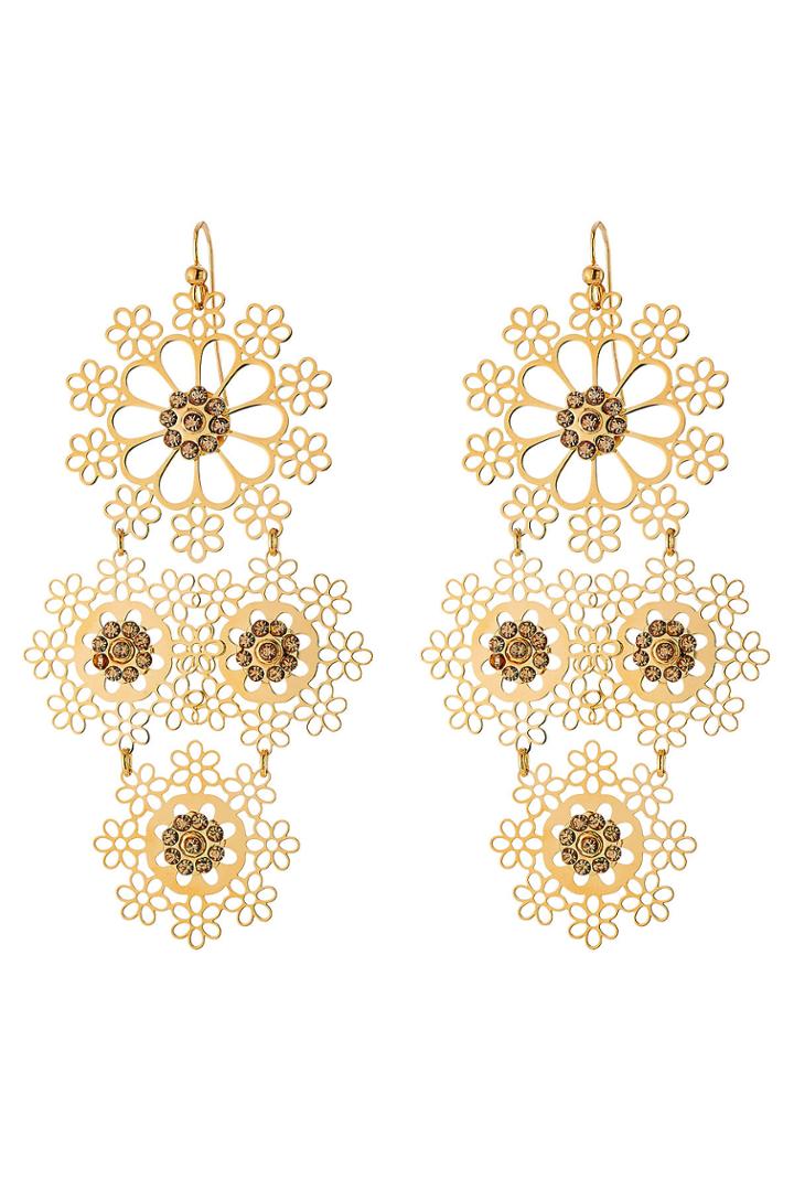 Gas Bijoux Gas Bijoux Neige Small Gold Plated Earrings With Swarovski Crystals