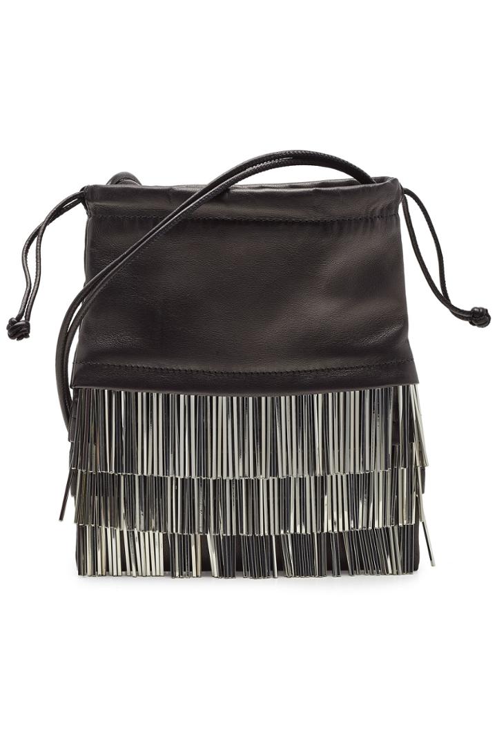 Alexander Wang Alexander Wang Leather Ryan Mini Shopper With Metal Fringe Embellishment
