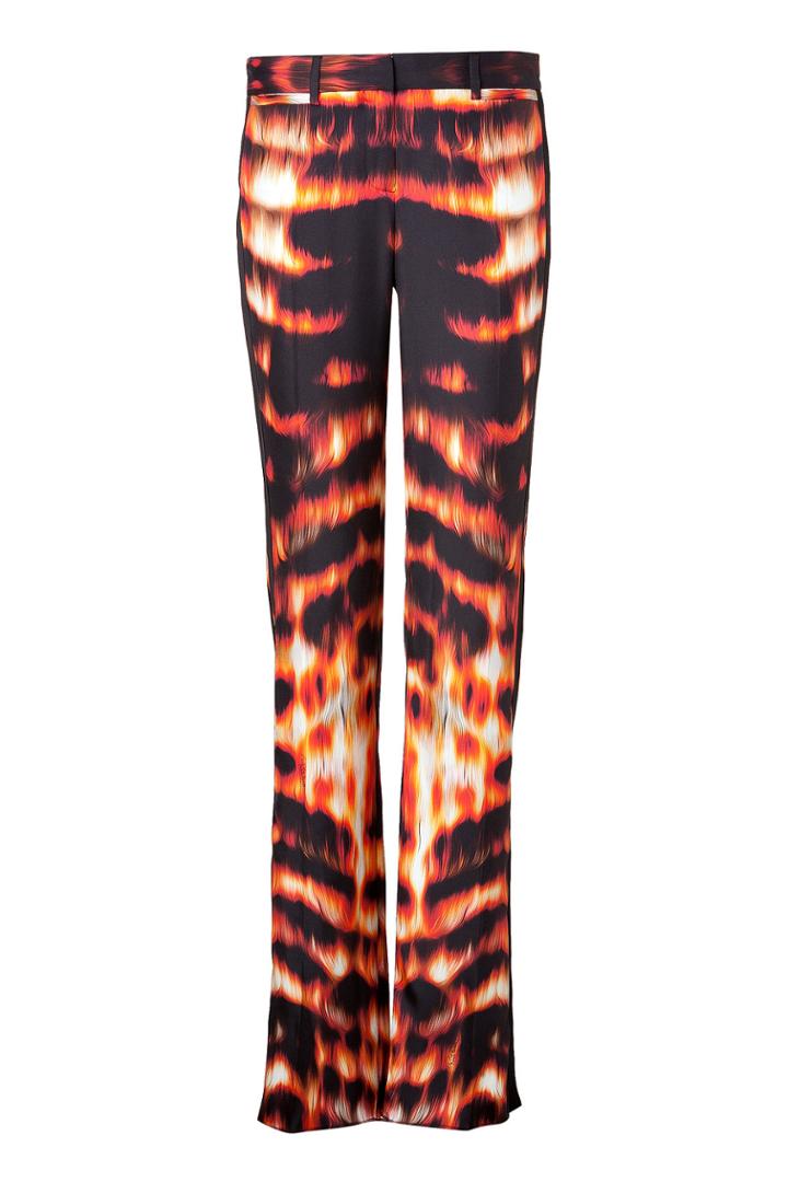 Roberto Cavalli Roberto Cavalli Flame Printed Silk Trousers - Multicolored