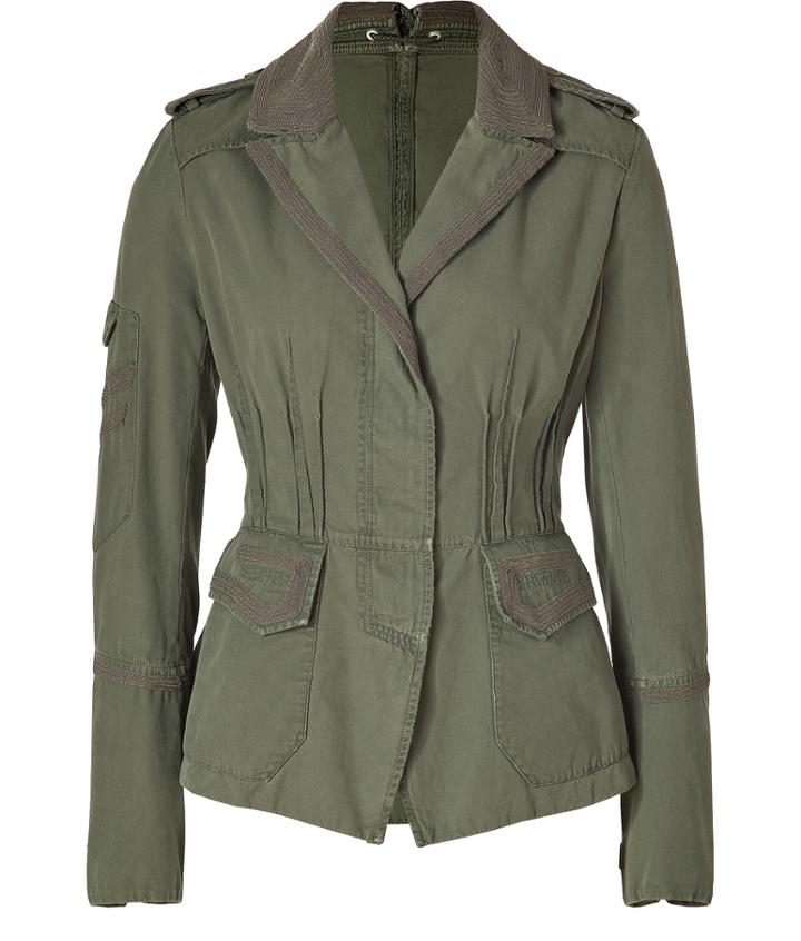 Ermanno Scervino Army Green Embroidered Cotton Jacket