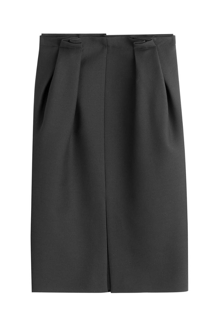 Alexander Mcqueen Alexander Mcqueen Wool Skirt With Silk - Black