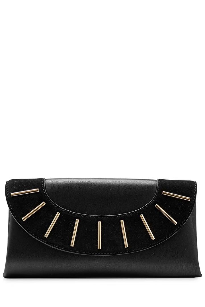 Diane Von Furstenberg Diane Von Furstenberg Leather And Suede Clutch - Black