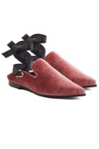 Robert Clergerie X Self-portrait Robert Clergerie X Self-portrait Lubat Velvet Mules With Self-tie Ribbon Straps