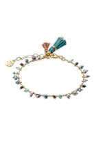 Gas Bijoux Gas Bijoux Armband Gipsy 24kt Gold Plated Bracelet With Glass Beads - Green