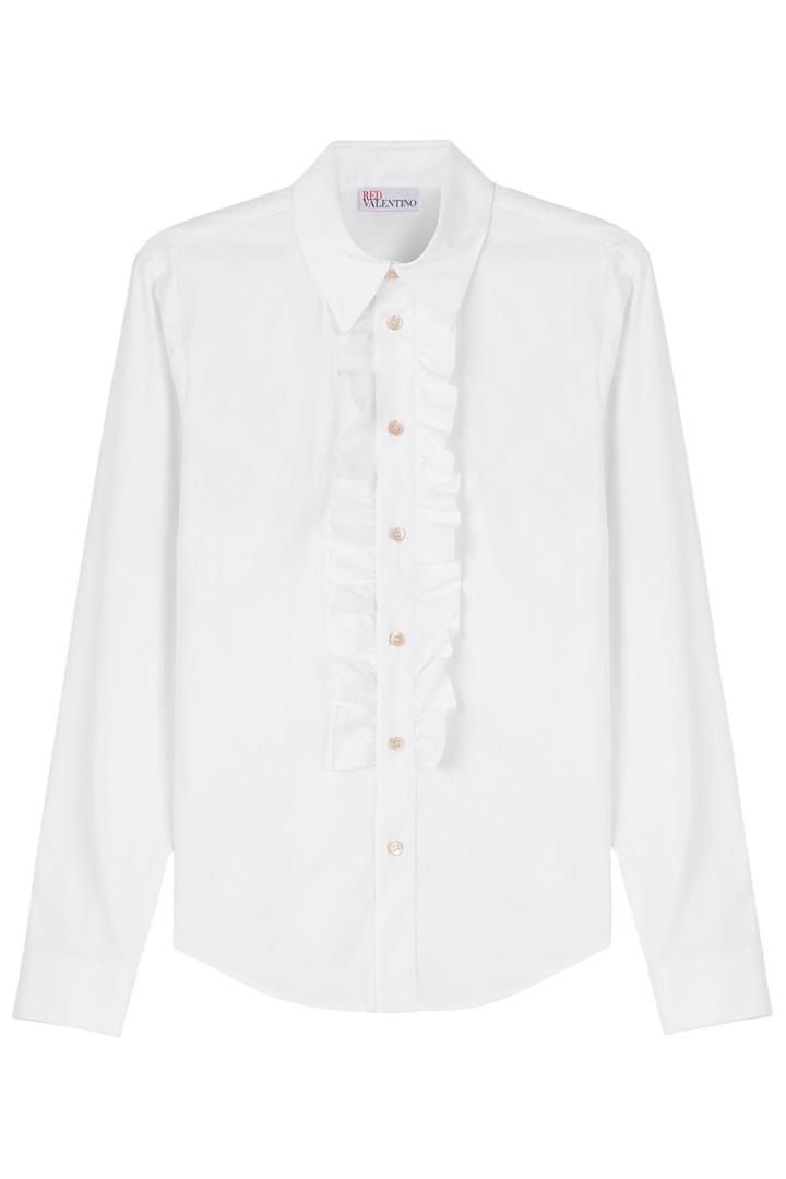 Red Valentino Red Valentino Cotton Shirt With Ruffled Front - White