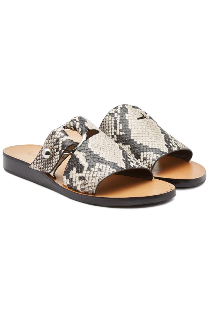 Rag & Bone Rag & Bone Arc Flat Printed Leather Slides