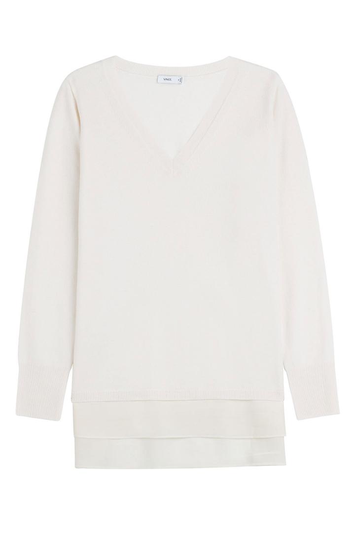 Vince Vince Wool-cashmere Pullover With Asymmetric Hem