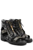 Balmain Balmain Leather Ankle Boot Sandals - Black