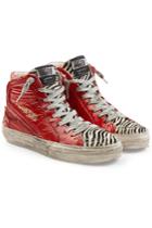Golden Goose Deluxe Brand Golden Goose Deluxe Brand Slide High-top Sneakers With Patent Leather And Calf Hair