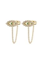 Ileana Makri Ileana Makri 18k Yellow Gold Earrings With White Diamonds And Tsavorite