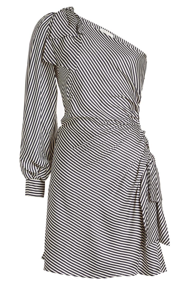 Zimmermann Zimmermann Striped One-shoulder Dress With Silk