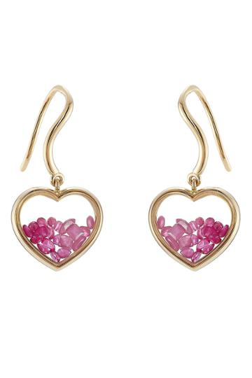 Aurélie Bidermann Fine Jewelry Aurélie Bidermann Fine Jewelry 18kt Yellow Gold Chivor Heart Earrings With Rubies
