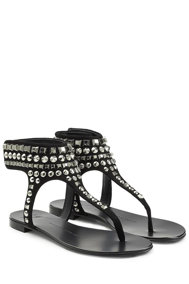 Giuseppe Zanotti Giuseppe Zanotti Embellished Suede Sandals - Black