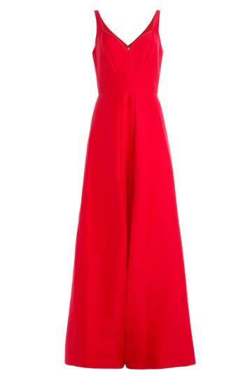 Halston Heritage Halston Heritage Cotton-silk Evening Gown With Front Slit - Red