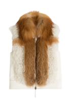 Roberto Cavalli Leather Vest With Shearling And Fox Fur