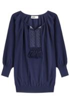 Claudia Schiffer For Tse Claudia Schiffer For Tse Knit Cotton Top With Tassels - Blue