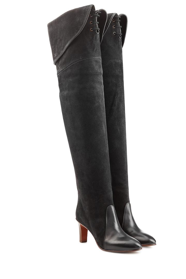 Chloé Chloé Suede And Leather Over The Knee Boots