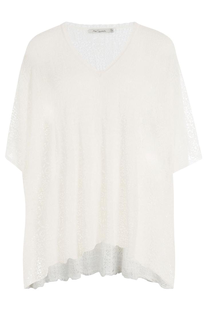 Mes Demoiselles Mes Demoiselles Cotton Open Knit Poncho - White