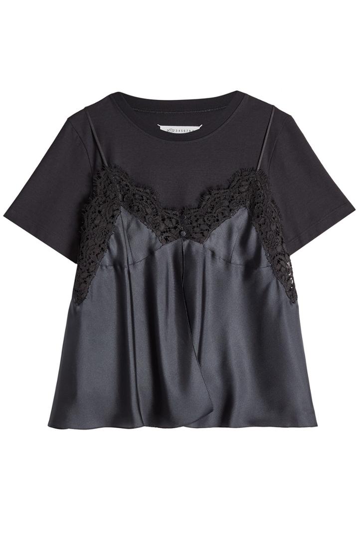 Maison Margiela Maison Margiela Lace Cami Layered T-shirt - Black