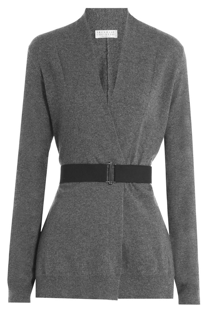 Brunello Cucinelli Brunello Cucinelli Cashmere Belted Cardigan - Grey
