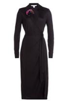 Diane Von Furstenberg Diane Von Furstenberg Wrap Dress With Printed Corsage - Black