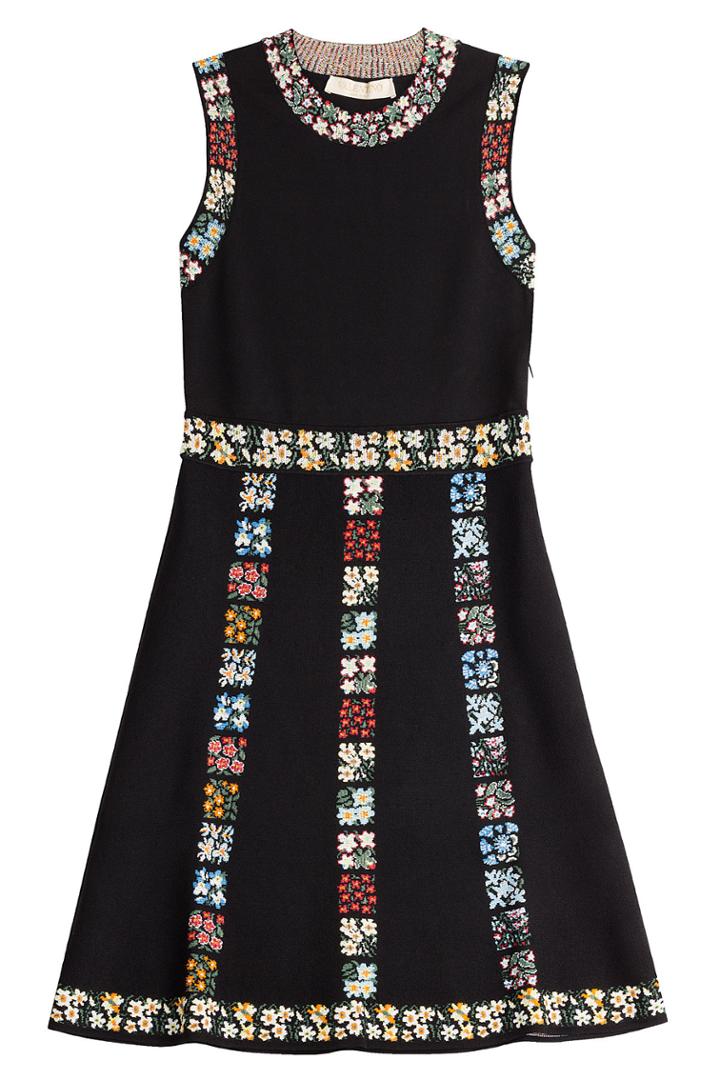 Valentino Valentino Embroidered Stretch Dress - Black