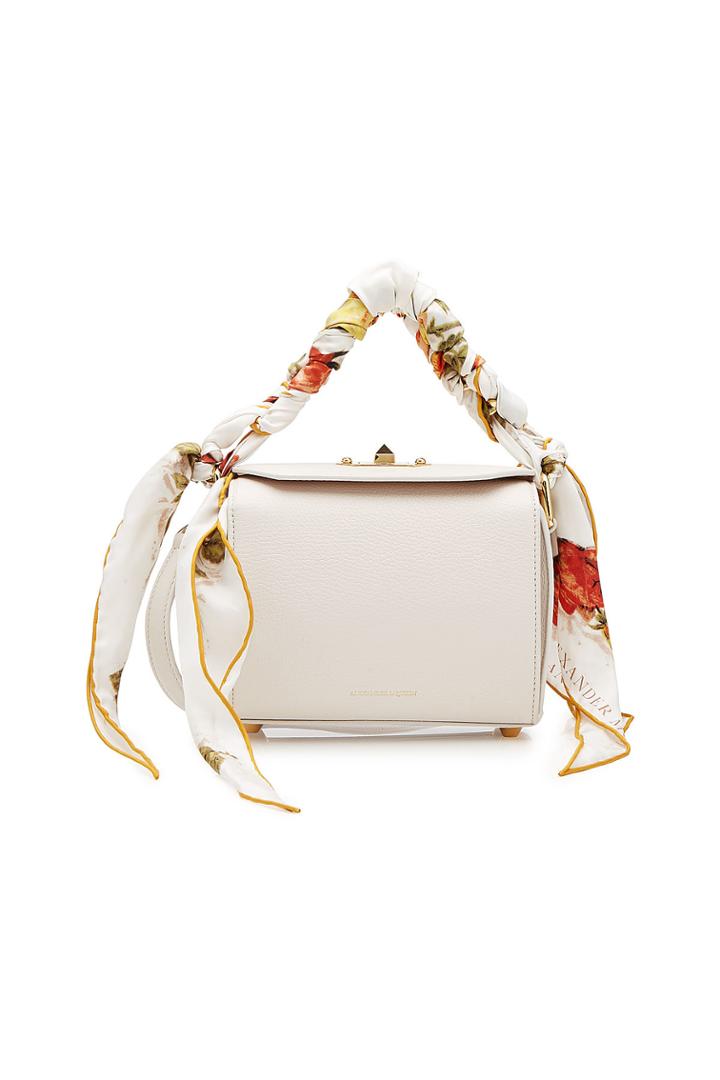 Alexander Mcqueen Alexander Mcqueen Box Bag 19 Leather Shoulder Bag With Silk Scarf Handles