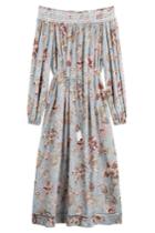 Zimmermann Zimmermann Cotton-silk Midi Dress With Bardot Neckline - Multicolor