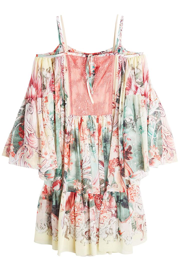 Roberto Cavalli Roberto Cavalli Printed Silk Cold-shoulder Dress