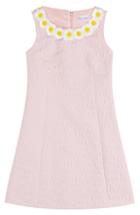 Red Valentino Brocade Shift Dress With Embellished Daisy Collar