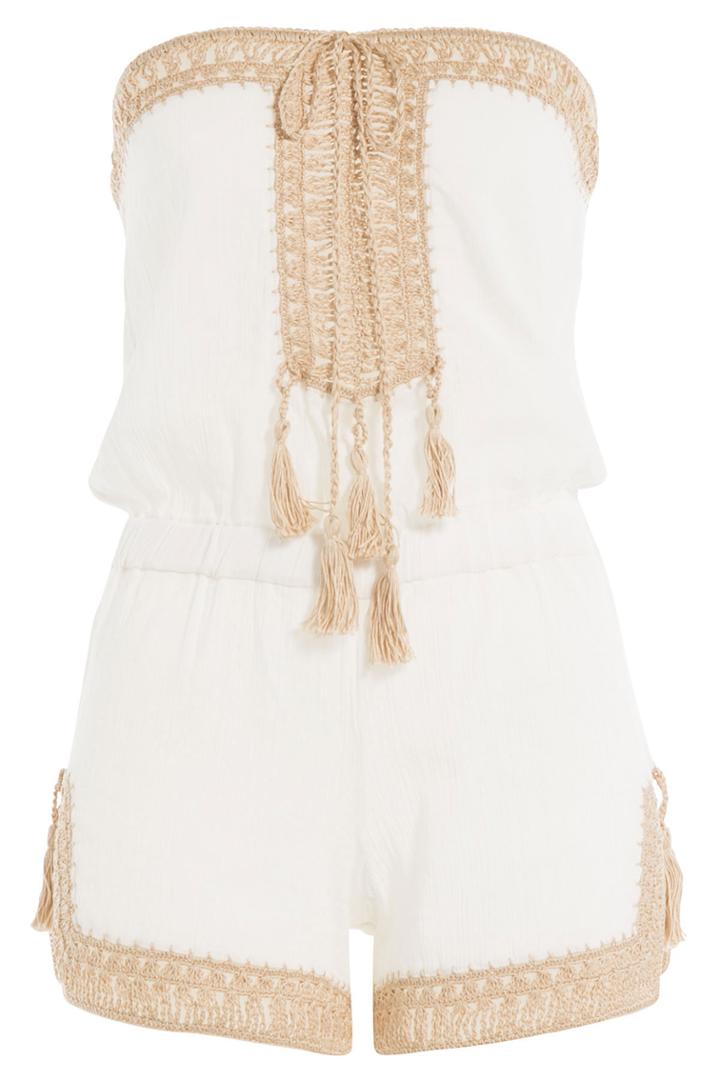 Anna Kosturova Anna Kosturova Helena Cotton Playsuit With Crochet - White