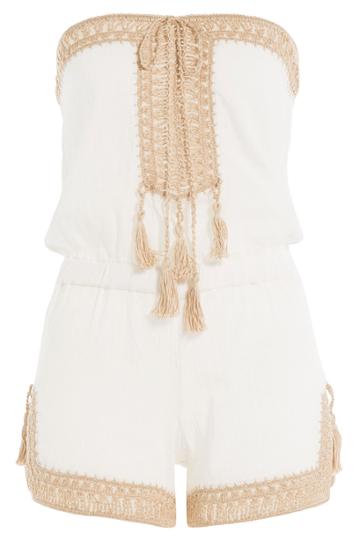 Anna Kosturova Anna Kosturova Helena Cotton Playsuit With Crochet - White