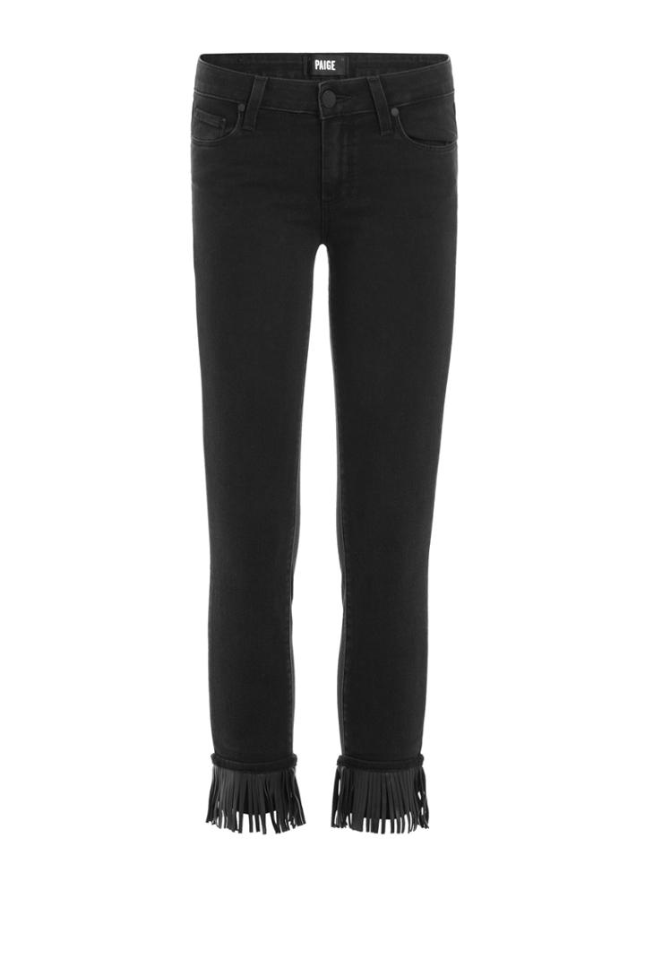 Paige Paige Slim Jeans With Fringed Trims - Black