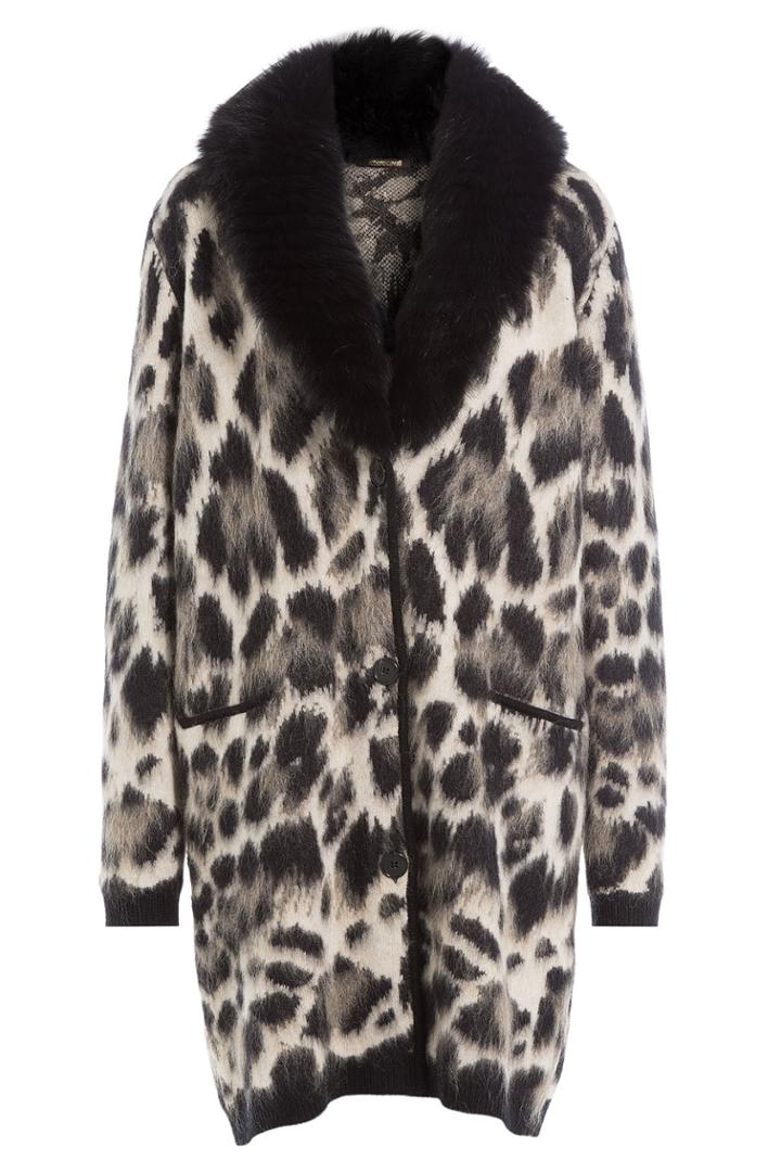 Roberto Cavalli Roberto Cavalli Fleece Wool And Mohair Cardigan Coat - Black