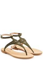 Vanessa Bruno Vanessa Bruno Embellished Suede Sandals - Green