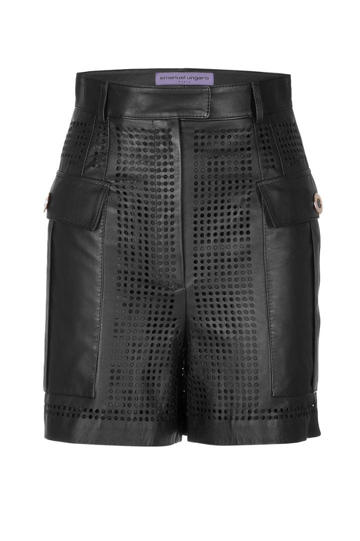 Emanuel Ungaro Emanuel Ungaro Leather Laser Cut Cargo Short