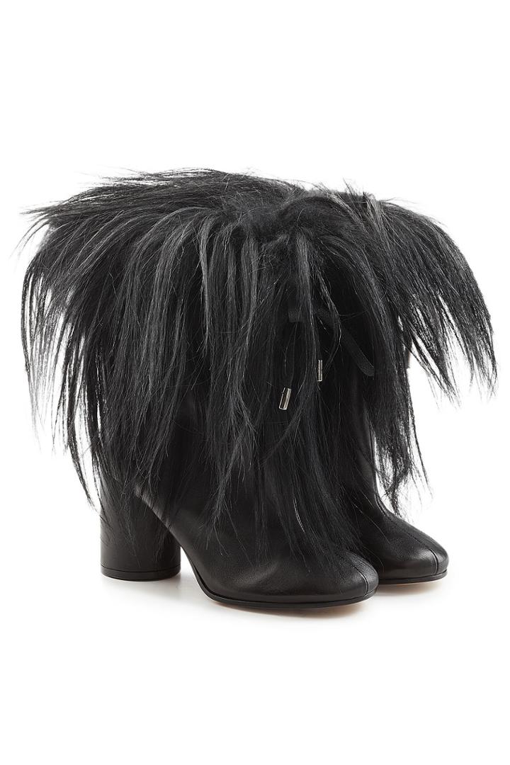 Maison Margiela Maison Margiela Leather Ankle Boots With Goat Hair