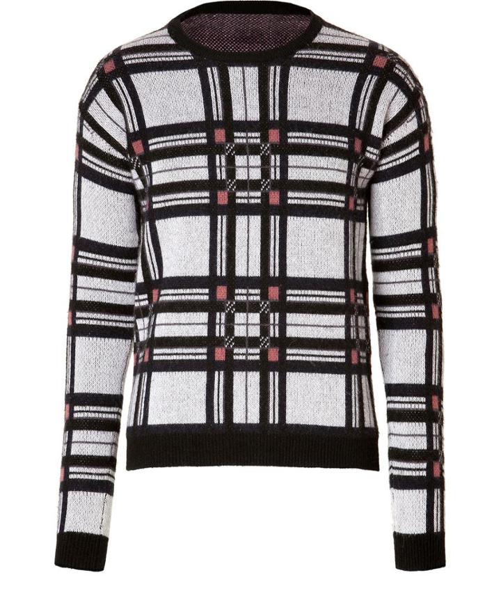Jil Sander Cashmere Pullover In Blue Tartan