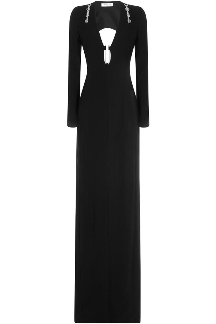 Mugler Mugler Floor Length Gown With Cut-out Back - Black