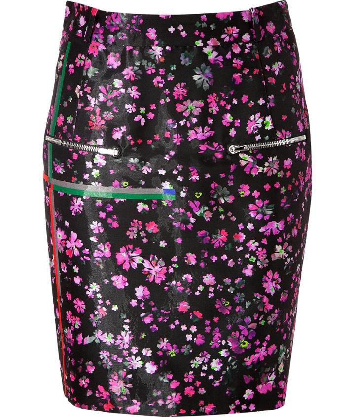 Preen Wool Blend Mille-fleur Print Skirt