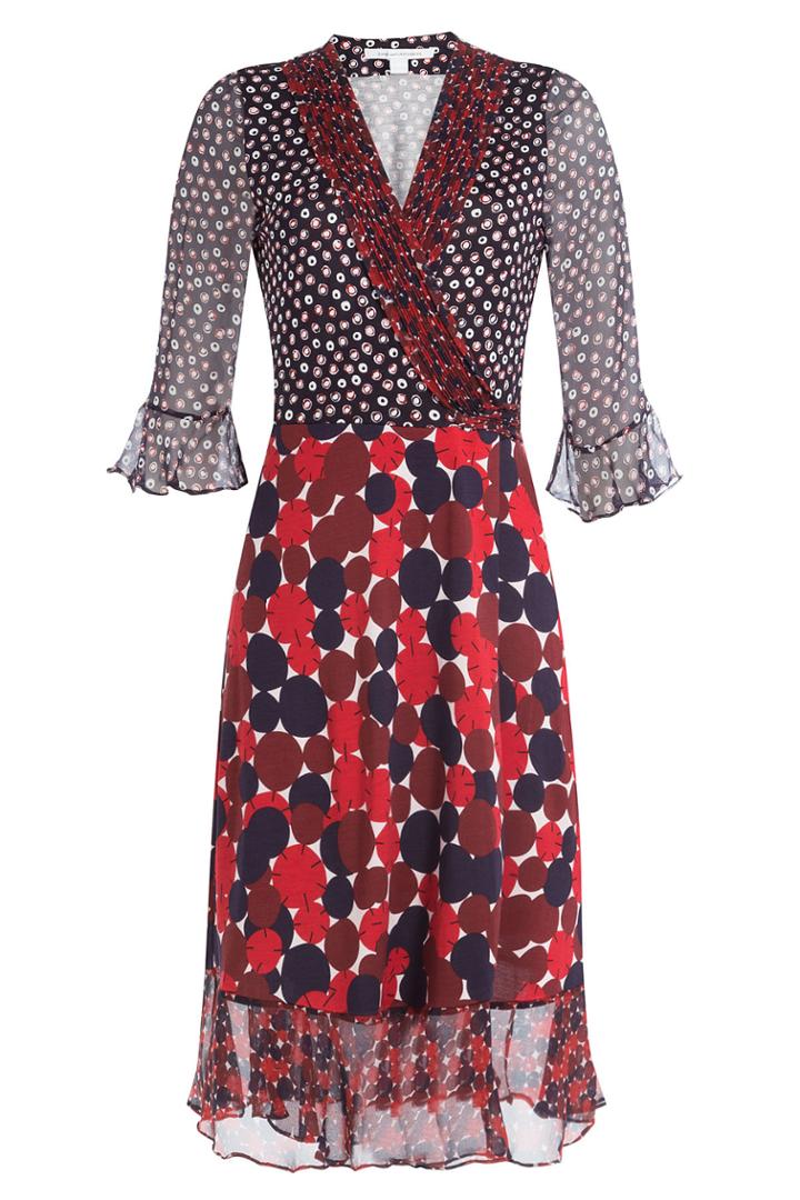 Diane Von Furstenberg Diane Von Furstenberg Silk Mixed Print Wrap Dress - Multicolored