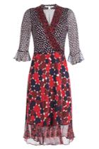 Diane Von Furstenberg Diane Von Furstenberg Silk Mixed Print Wrap Dress - Multicolored