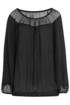 Tamara Mellon Tamara Mellon Silk Chiffon Blouse With Bardot Shoulders - Black