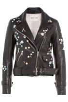 Sandy Liang Sandy Liang Embroidered Leather Jacket - Black