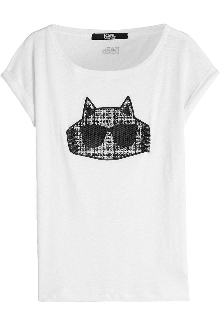 Karl Lagerfeld Karl Lagerfeld Embroidered Linen T-shirt