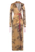 Attico Attico Printed Silk Maxi Dress - Gold